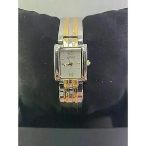 Womens Waltham Petit Classics Gold Silver Tone Ladies Watch Cuff Bangle Bracelet